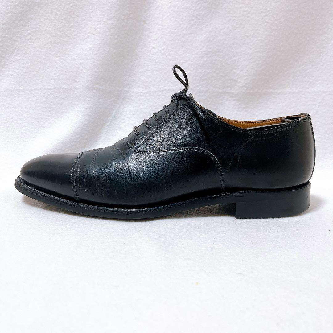 美品 スコッチグレイン 革靴 黒23.5 内羽根 ストレートチップ 黒 0106