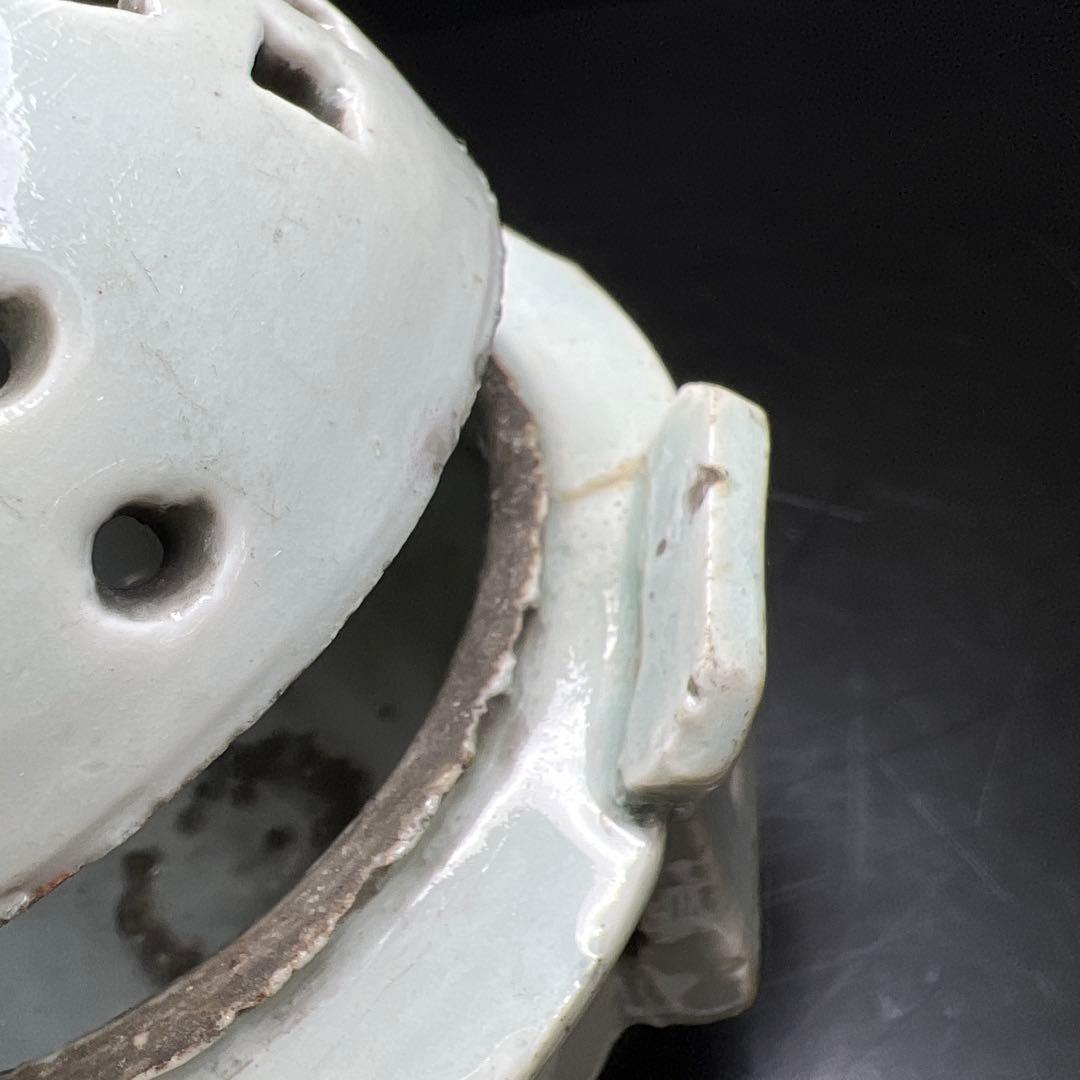 李朝白磁香炉　木箱付　高さ約16.5㎝　東Y7-0725⭐︎2F