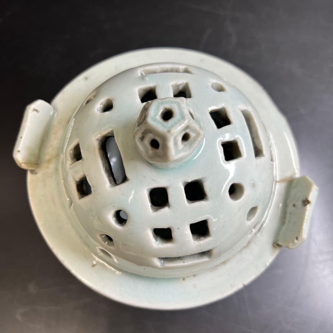 李朝白磁香炉　木箱付　高さ約16.5㎝　東Y7-0725⭐︎2F