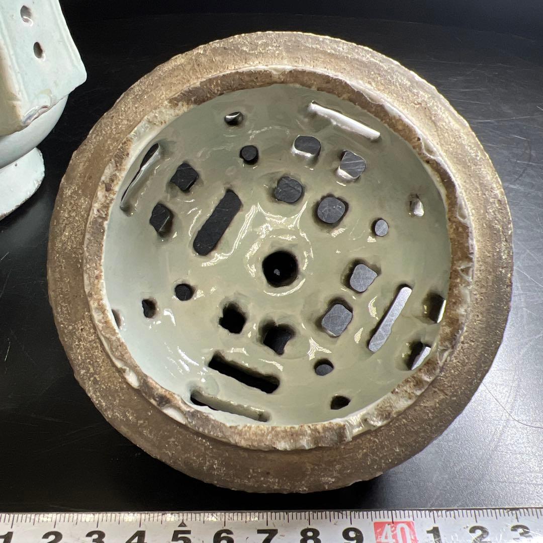 李朝白磁香炉　木箱付　高さ約16.5㎝　東Y7-0725⭐︎2F