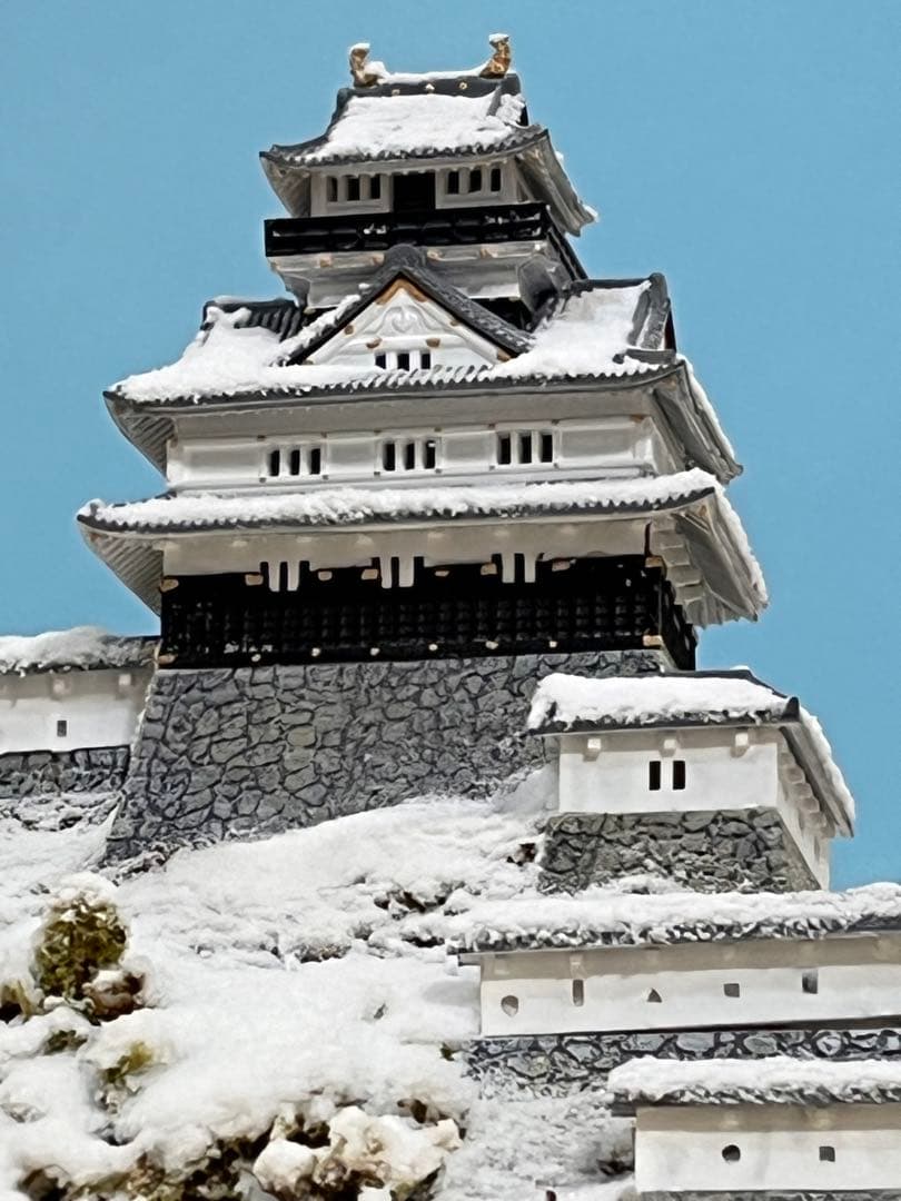 岐阜城　模型 プラモデル　組立済　完成品（雪　冬仕様）