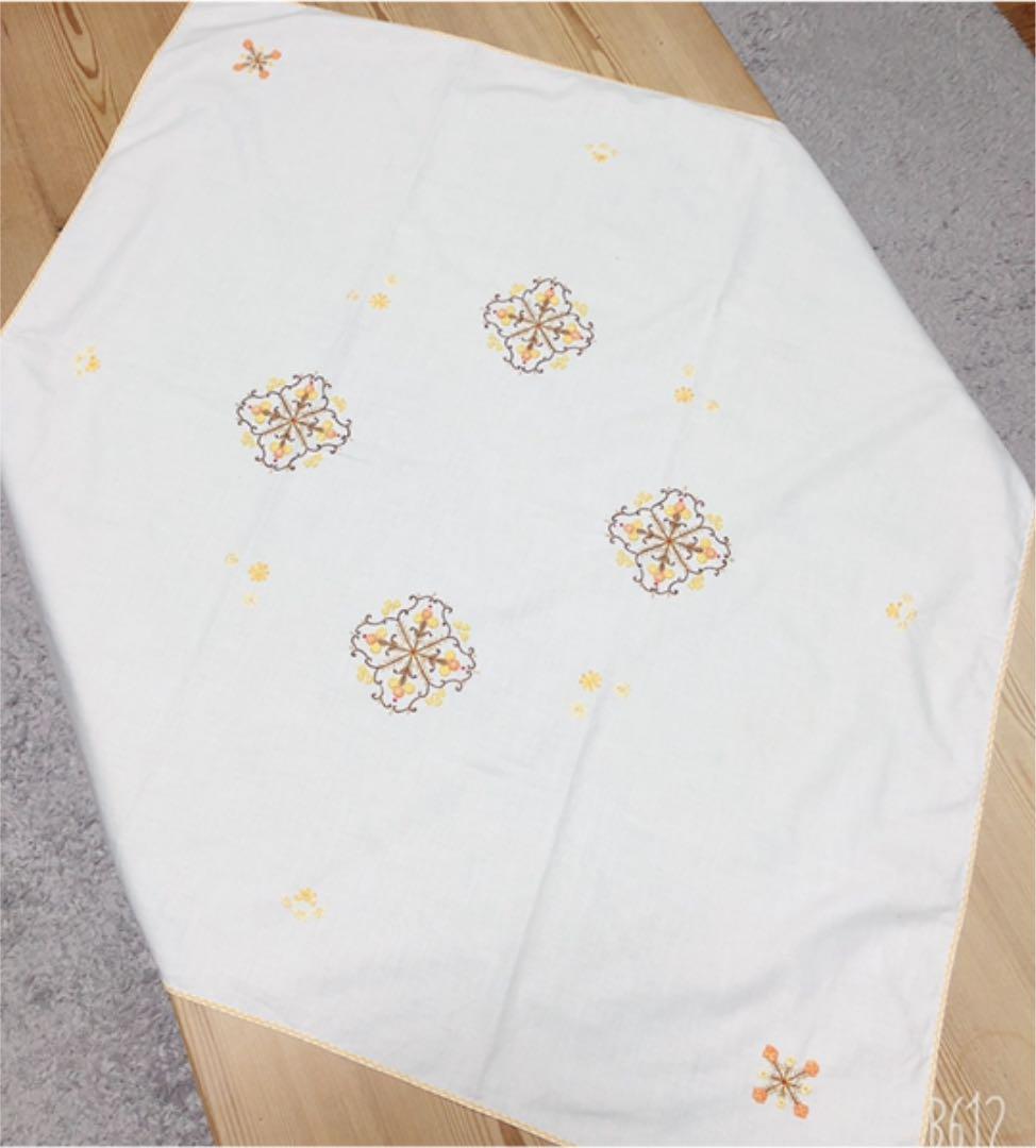 フランス 手刺繍 テーブルクロス アンティーク