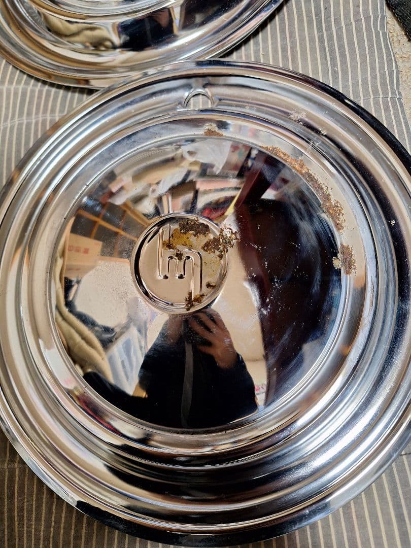 旧車 MAZDA ファミリア800 純正メッキスチールホイールカバー　4枚セット