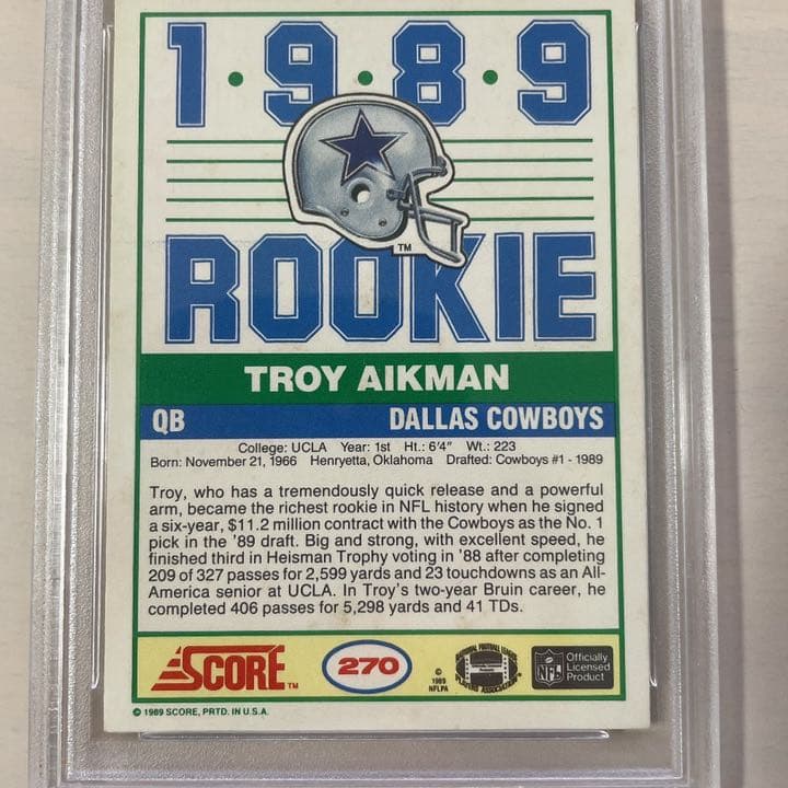 お値下げ可　PSA鑑定　1989年　TROY AIKMAN ルーキーカード