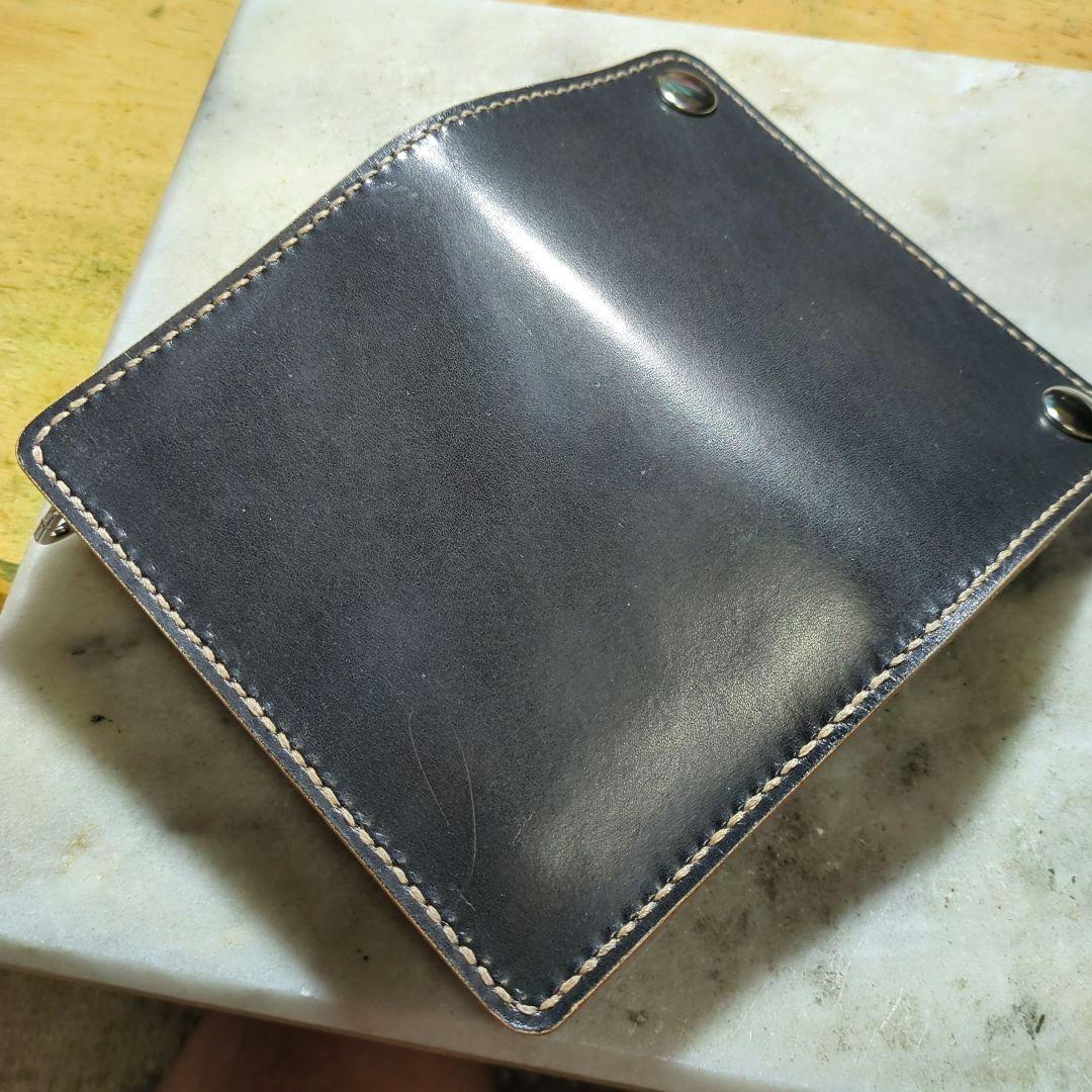 姫路ヌメ革 トラッカーウォレット ハンドメイド ミドルウォレット 2つ折り財布