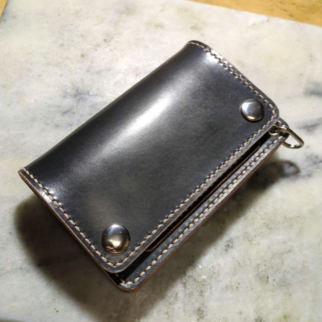 姫路ヌメ革 トラッカーウォレット ハンドメイド ミドルウォレット 2つ折り財布