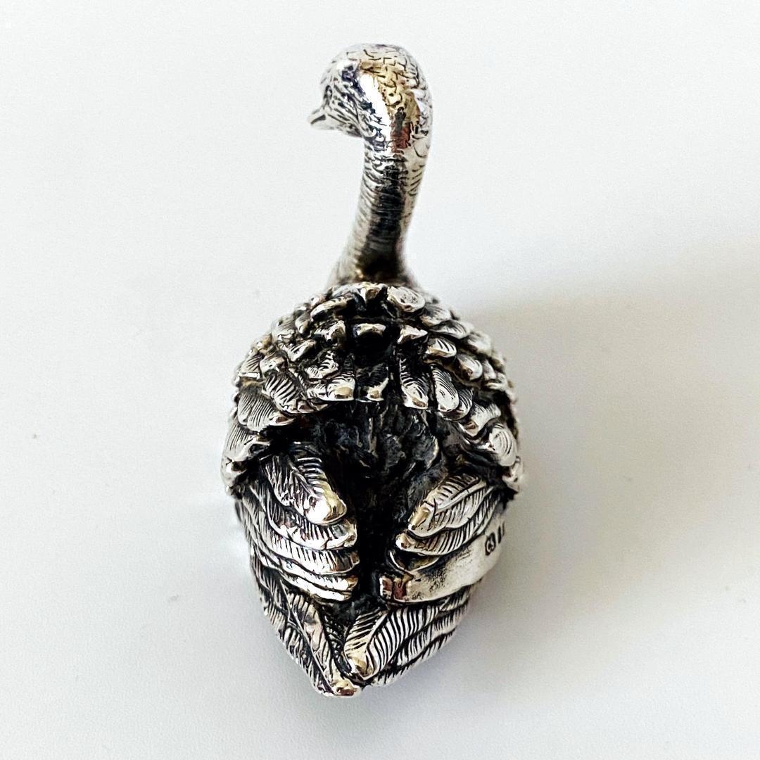 ★1997年英国 ★スワン 置物 アンティーク イギリス 925 シェフィールド