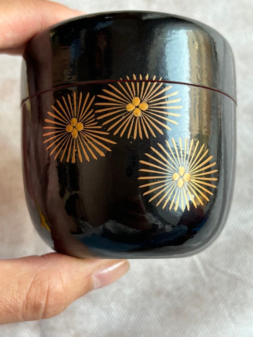 茶道具 而妙斎好 唐松蒔絵 一閑　大棗　一峰