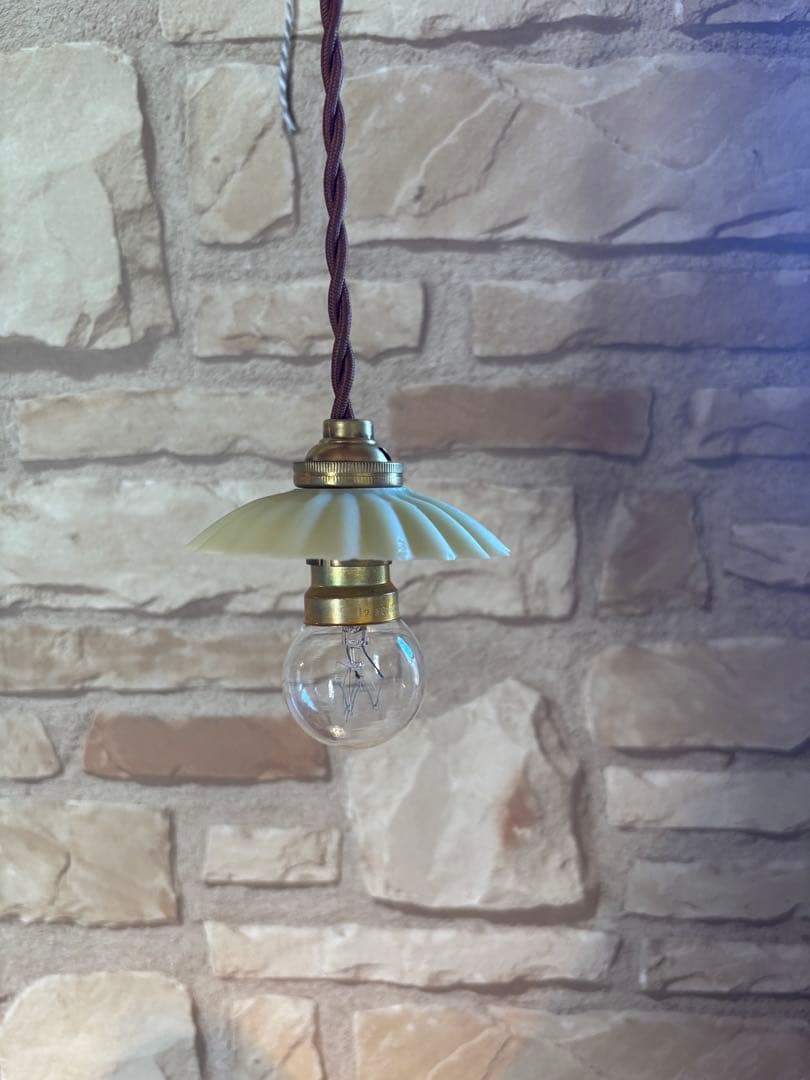 レア！カスタード　サテン　ウランガラス　アトリエランプ　シェード　アンティーク