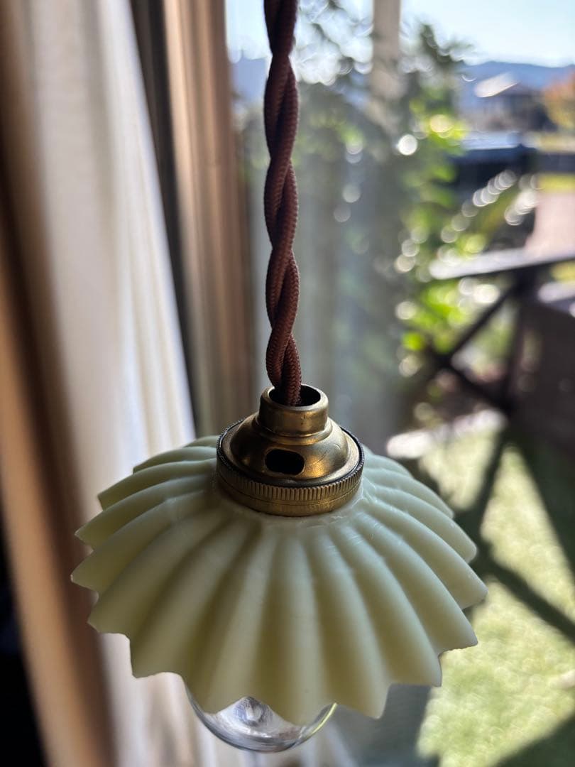 レア！カスタード　サテン　ウランガラス　アトリエランプ　シェード　アンティーク