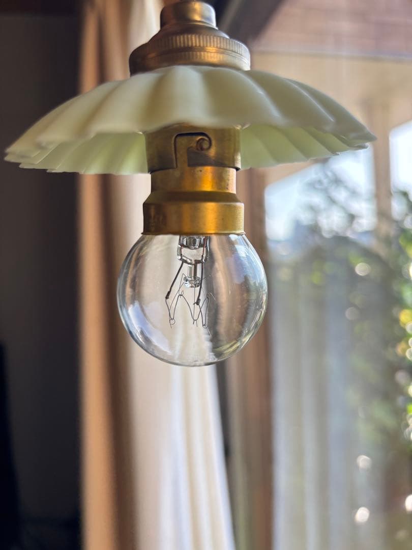 レア！カスタード　サテン　ウランガラス　アトリエランプ　シェード　アンティーク