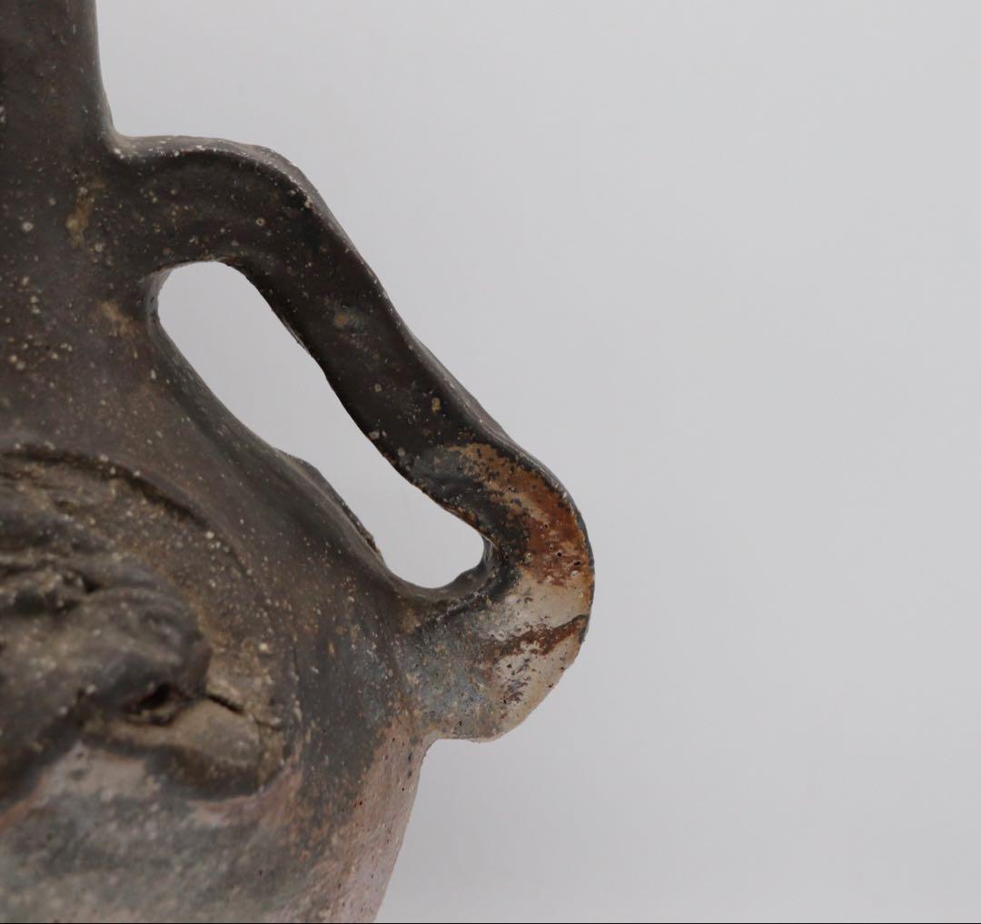 不名作　備前焼　取手付瓶　作家品　共箱　茶道具　送料込み250329