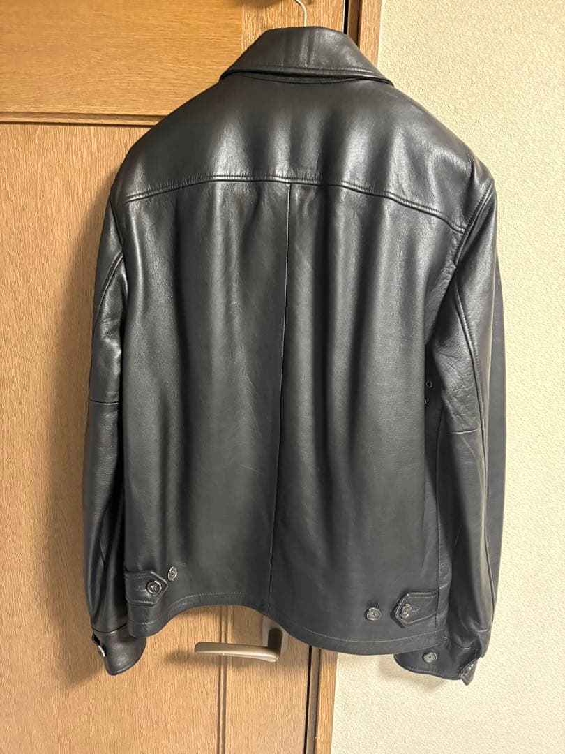 ラルフローレン　ラムレザー襟付きシングルライダース