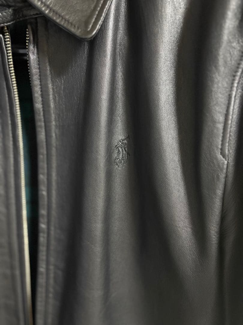 ラルフローレン　ラムレザー襟付きシングルライダース