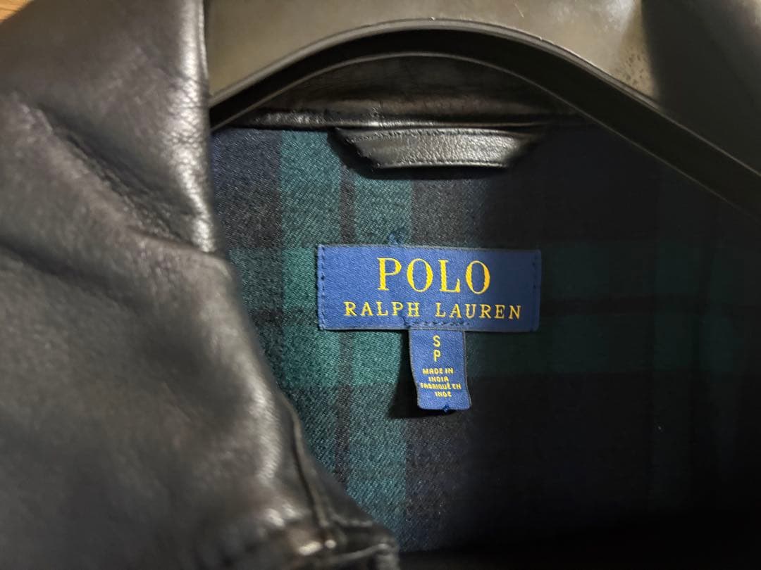ラルフローレン　ラムレザー襟付きシングルライダース