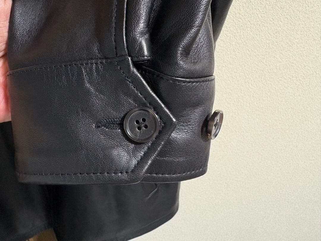 ラルフローレン　ラムレザー襟付きシングルライダース