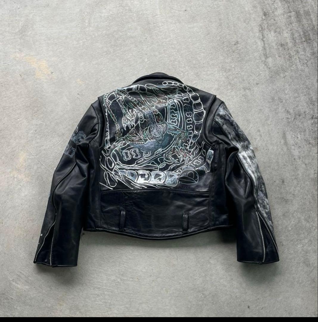 70’s 80’s vintage ライダース　レザージャケット　パンク　ドクロ