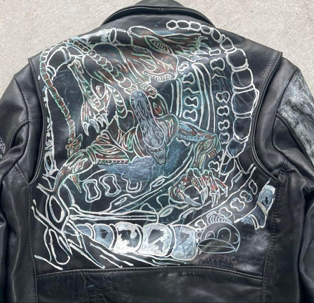 70’s 80’s vintage ライダース　レザージャケット　パンク　ドクロ