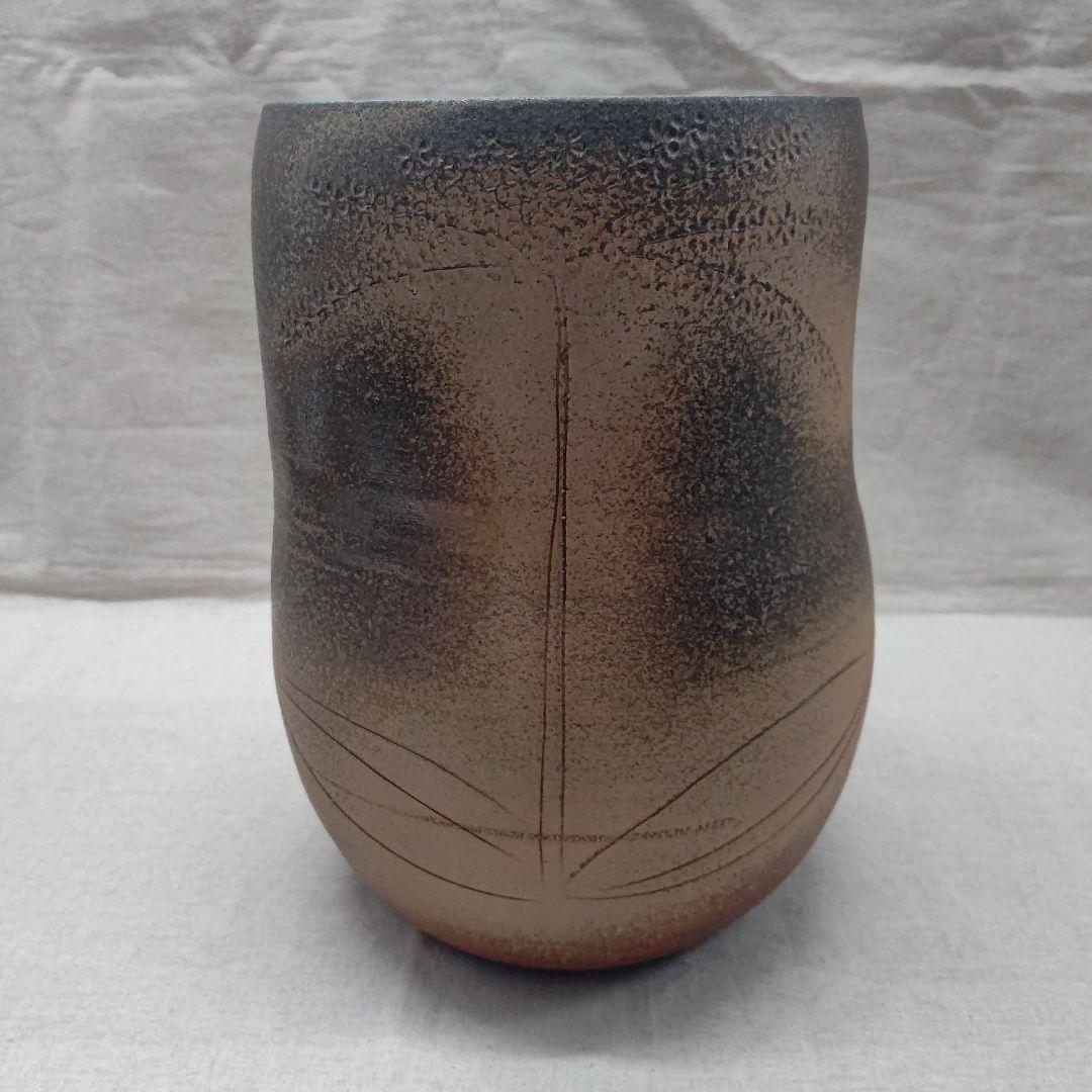 草花紋花器  西端正  丹波焼