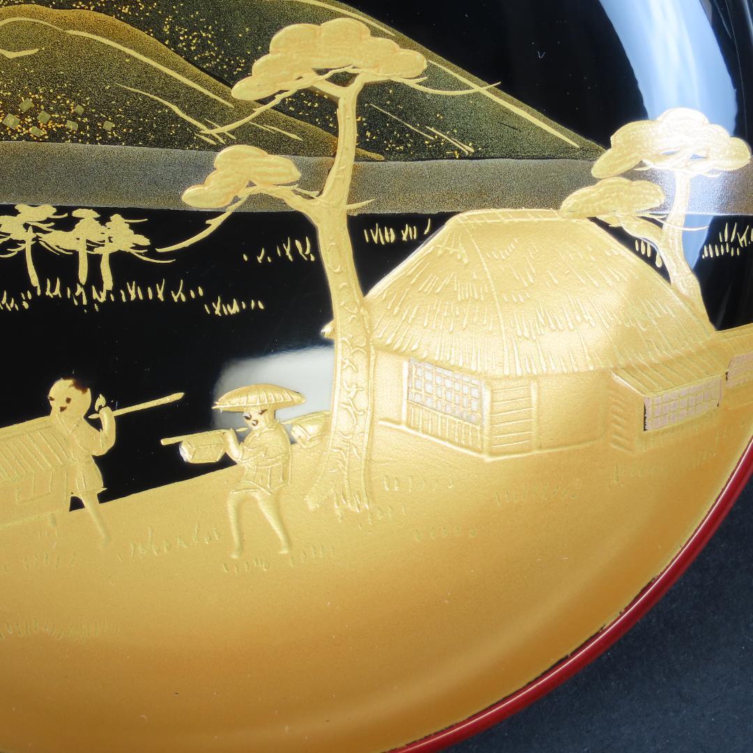 315 美品良好 東海道五十三次図蒔絵 特選越前塗作家 吸物椀５客木製/輪島塗