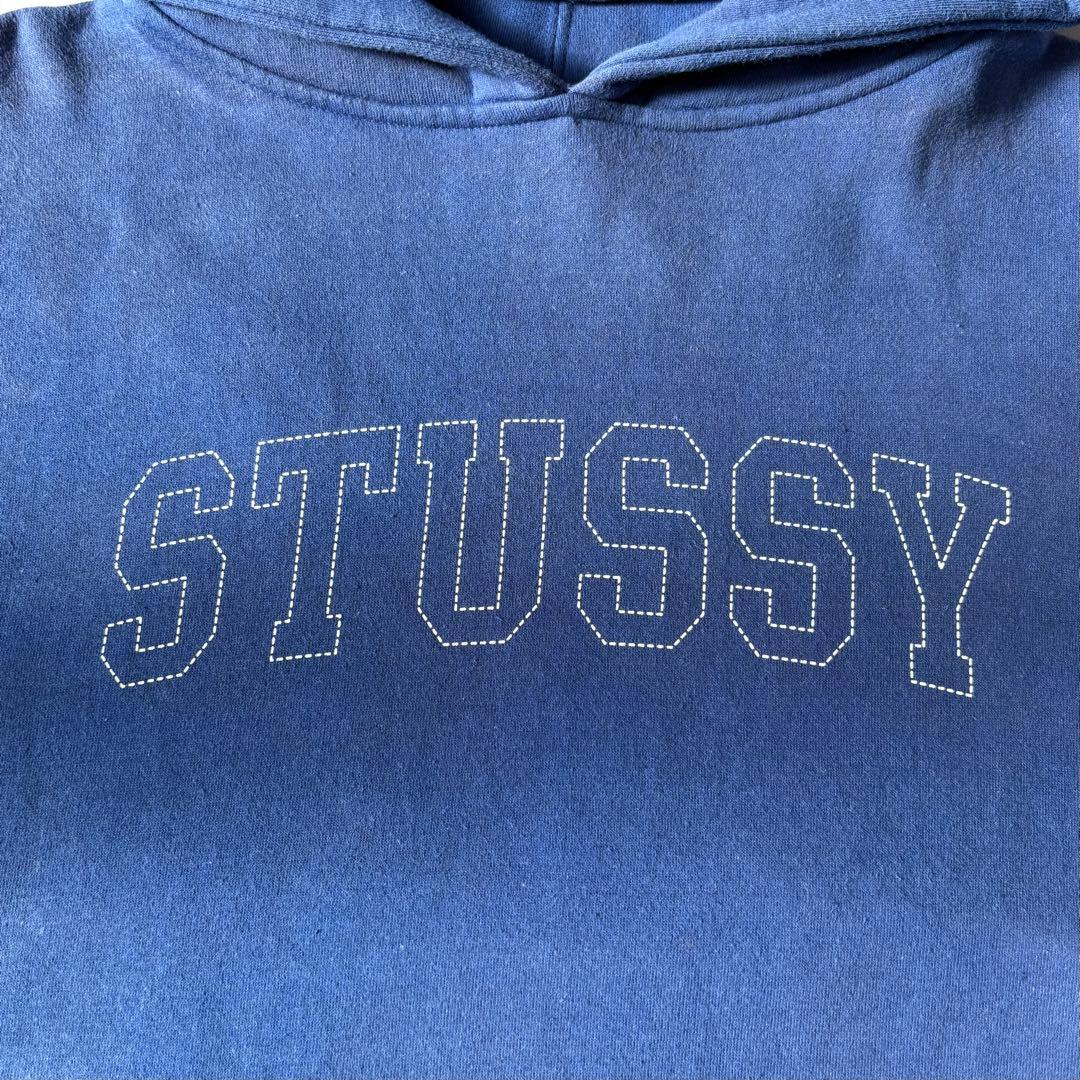 OLD STUSSY USA製 ステューシー ブルー ロゴ パーカー XL