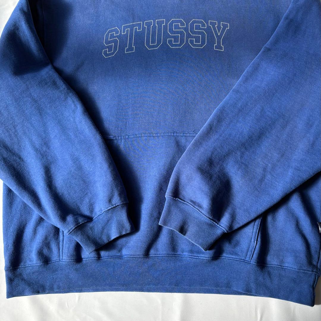 OLD STUSSY USA製 ステューシー ブルー ロゴ パーカー XL