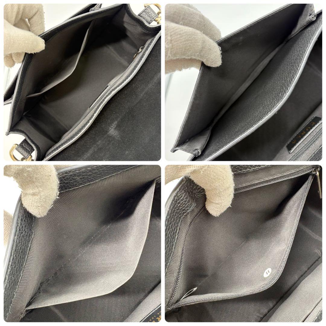 美品✨フルラ ショルダーバッグ 2way ソフィアグレイニー レザー ブラック