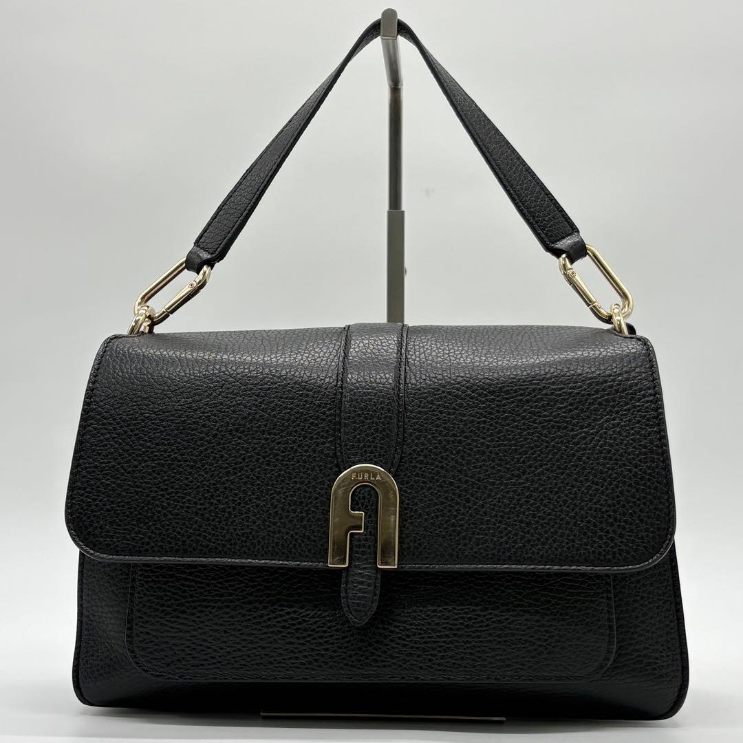 美品✨フルラ ショルダーバッグ 2way ソフィアグレイニー レザー ブラック