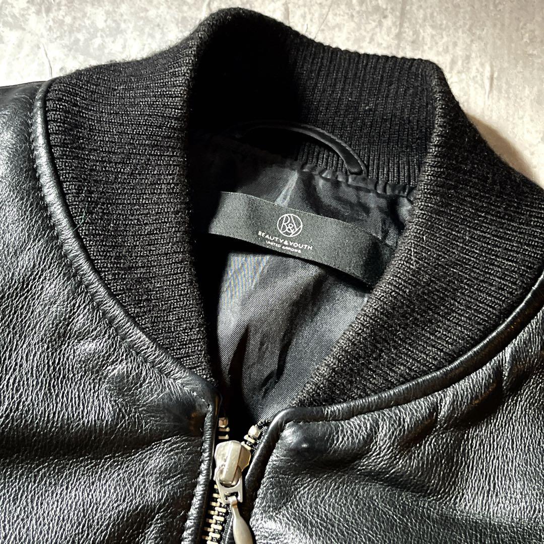 牛革　BEAUTY＆YOUTH レザージャケット MA-1 ボンバージャケット