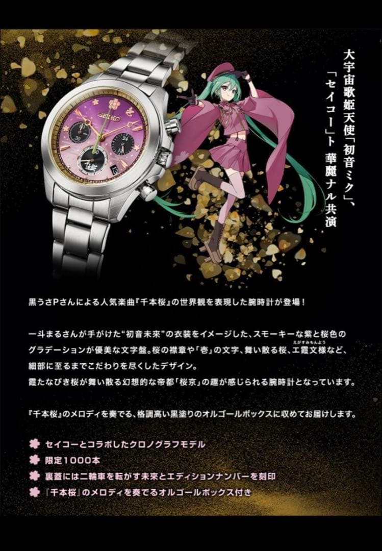 ぬい様用　SEIKO 初音ミク 千本桜 セイコーコラボ腕時計 ～