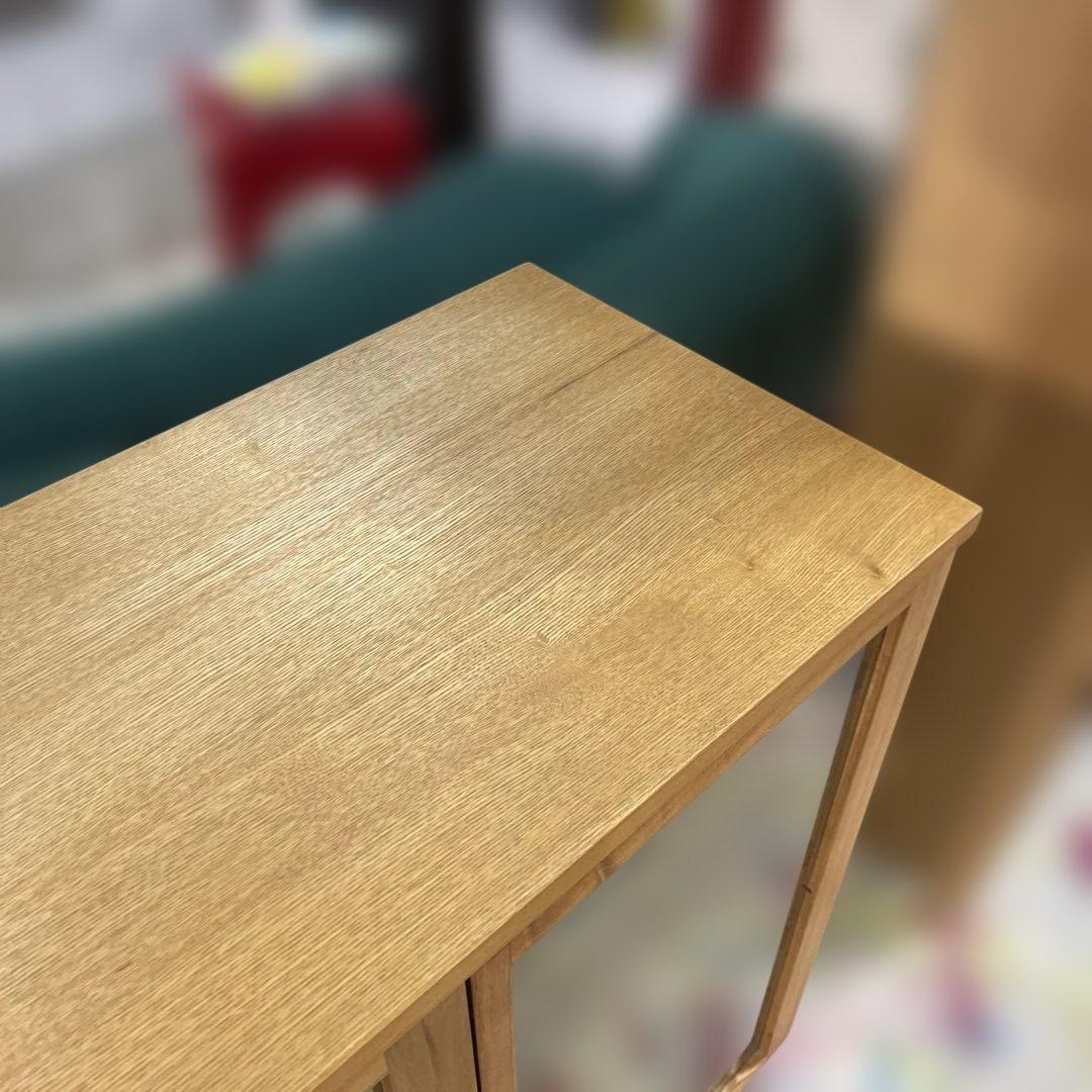 【無印良品】ガラスキャビネット◆３枚扉◇オーク材◆廃盤品