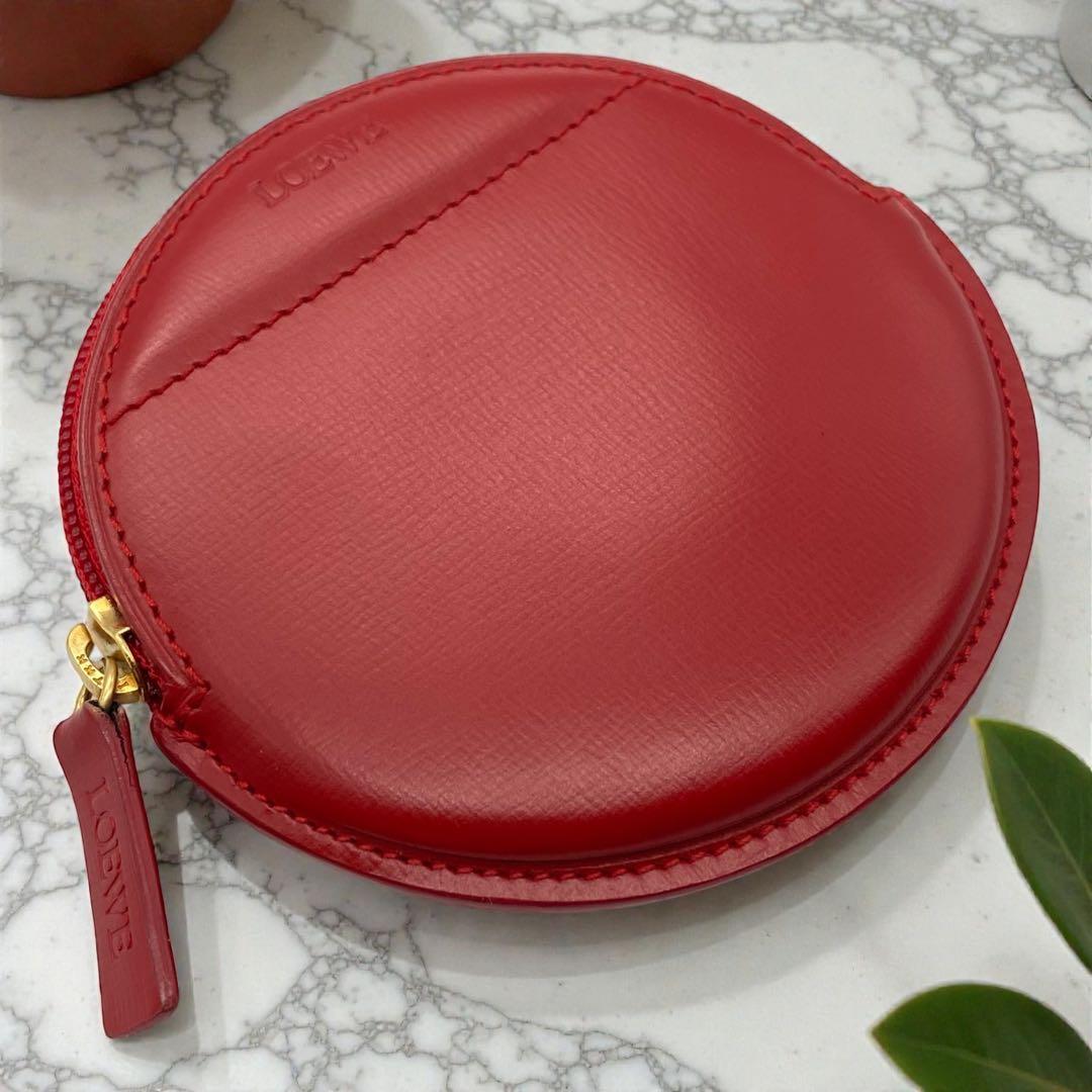 LOEWE・ロエベ・ケース・小銭入れ・丸型・レザー・赤