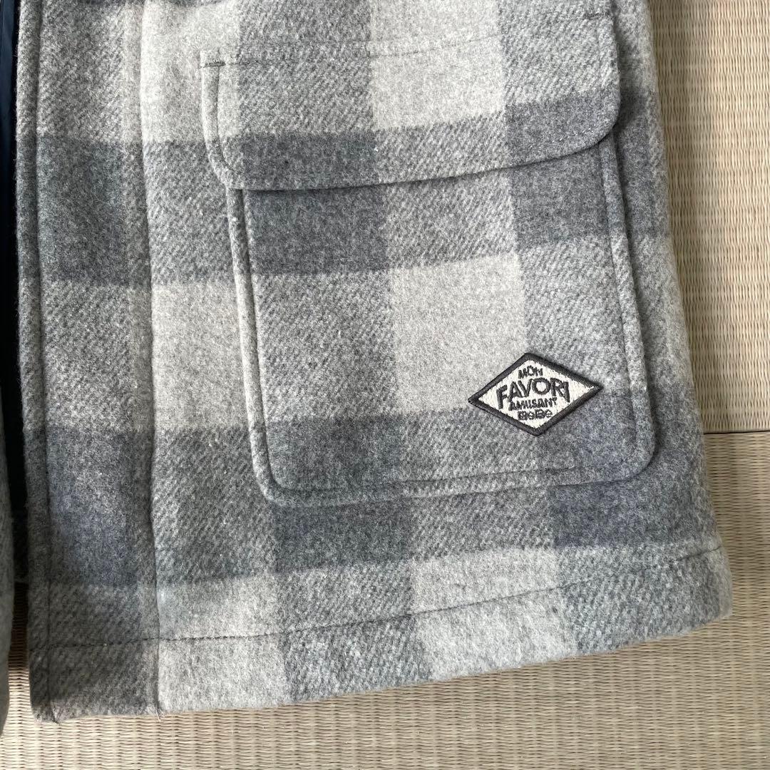 新品タグ付きBEBE べべ140 ダッフルコート　グレーチェック未使用ウール