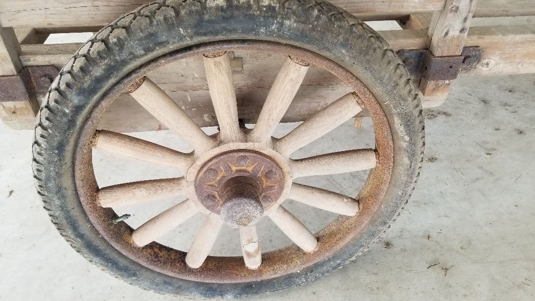 極希少品　文化遺産　美術工芸品　大型　大八車　貴重ナンバー付　大正～昭和　引取