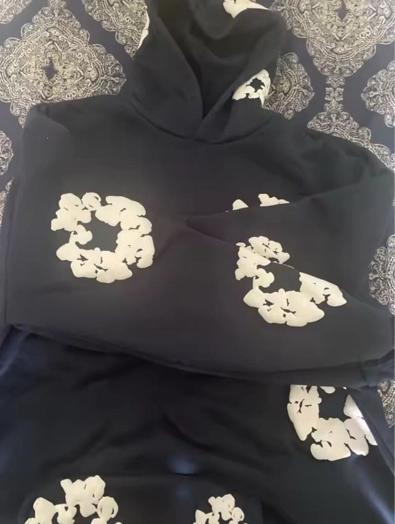 DENIM TEARS ブラックフラワープリントセット S