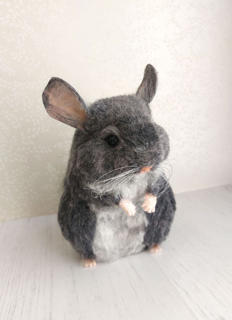 羊毛フェルト　チンチラ(グレー)