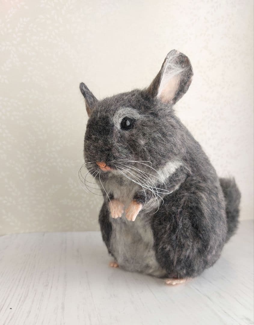 羊毛フェルト　チンチラ(グレー)