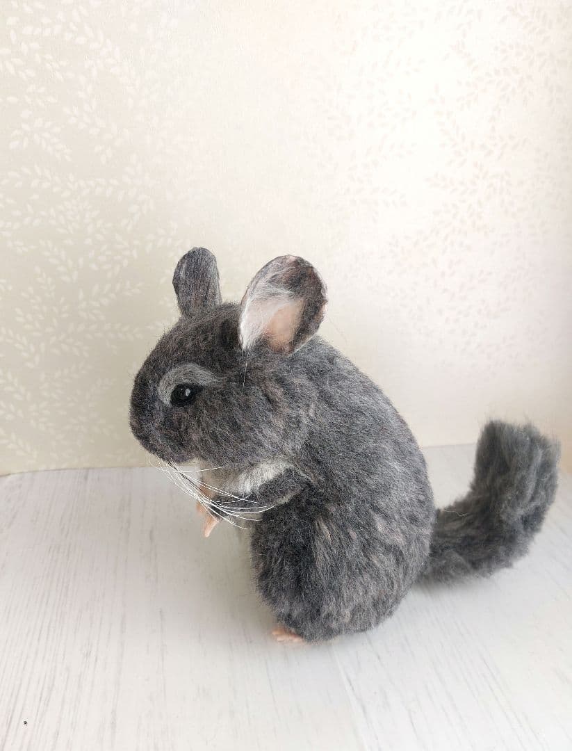 羊毛フェルト　チンチラ(グレー)