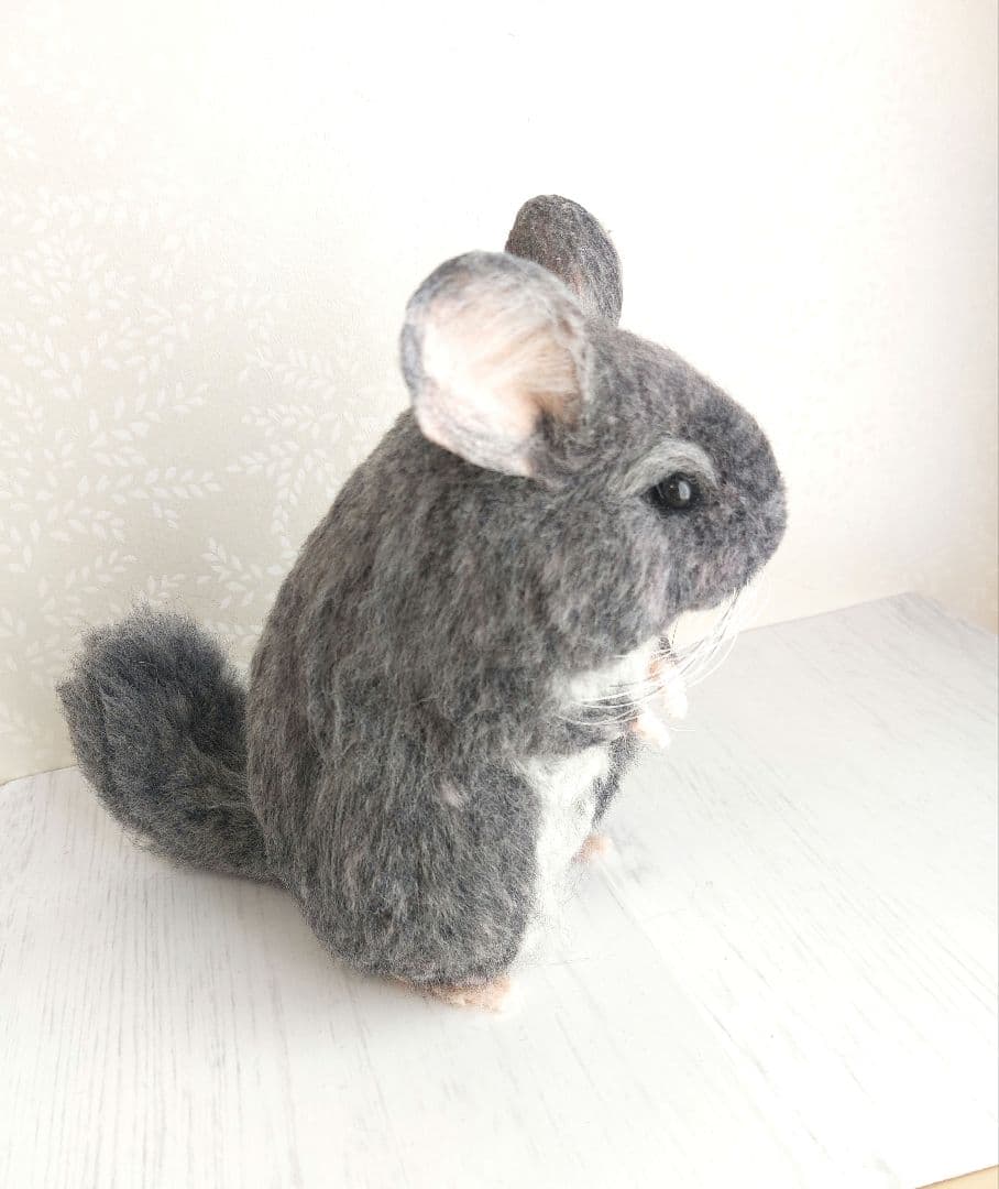 羊毛フェルト　チンチラ(グレー)