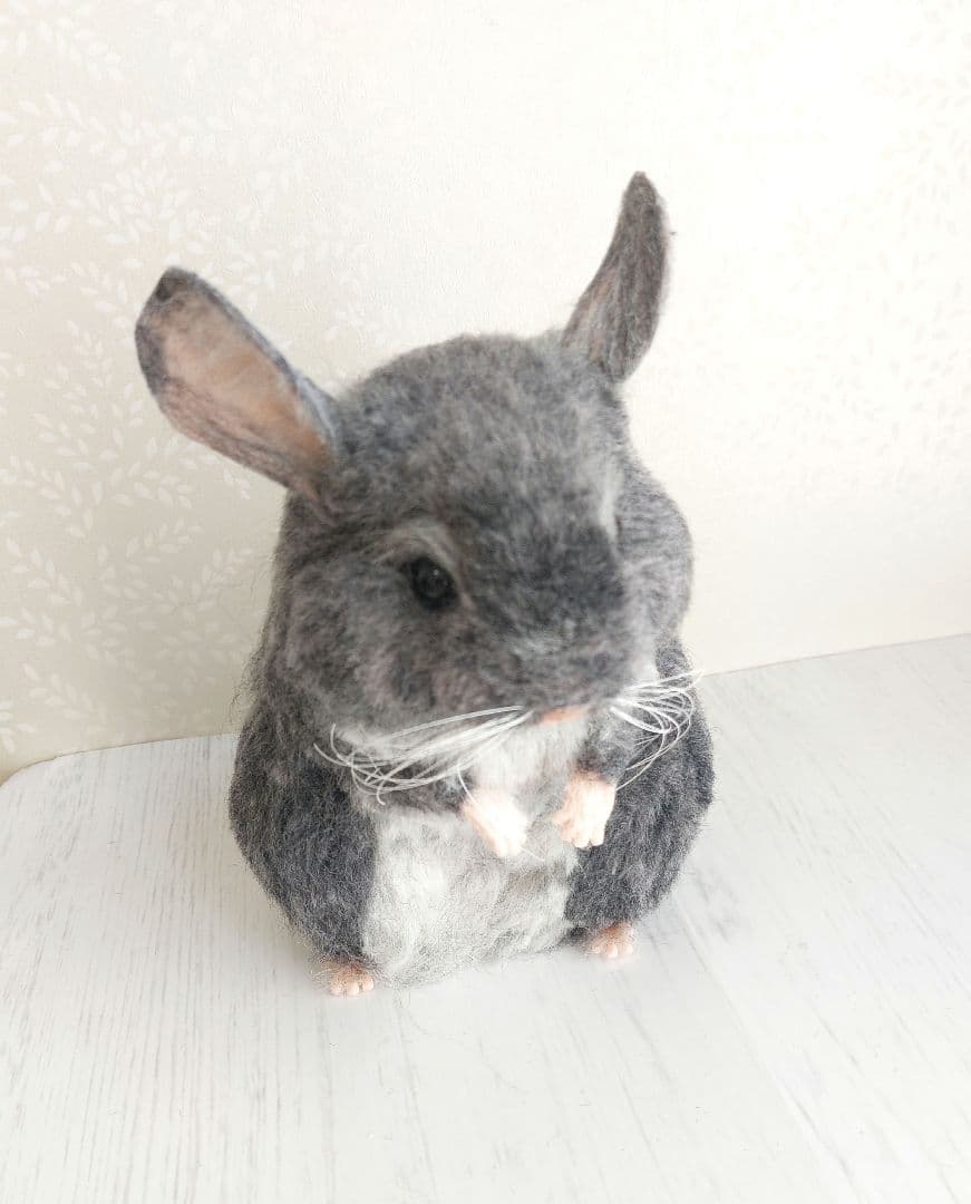 羊毛フェルト　チンチラ(グレー)