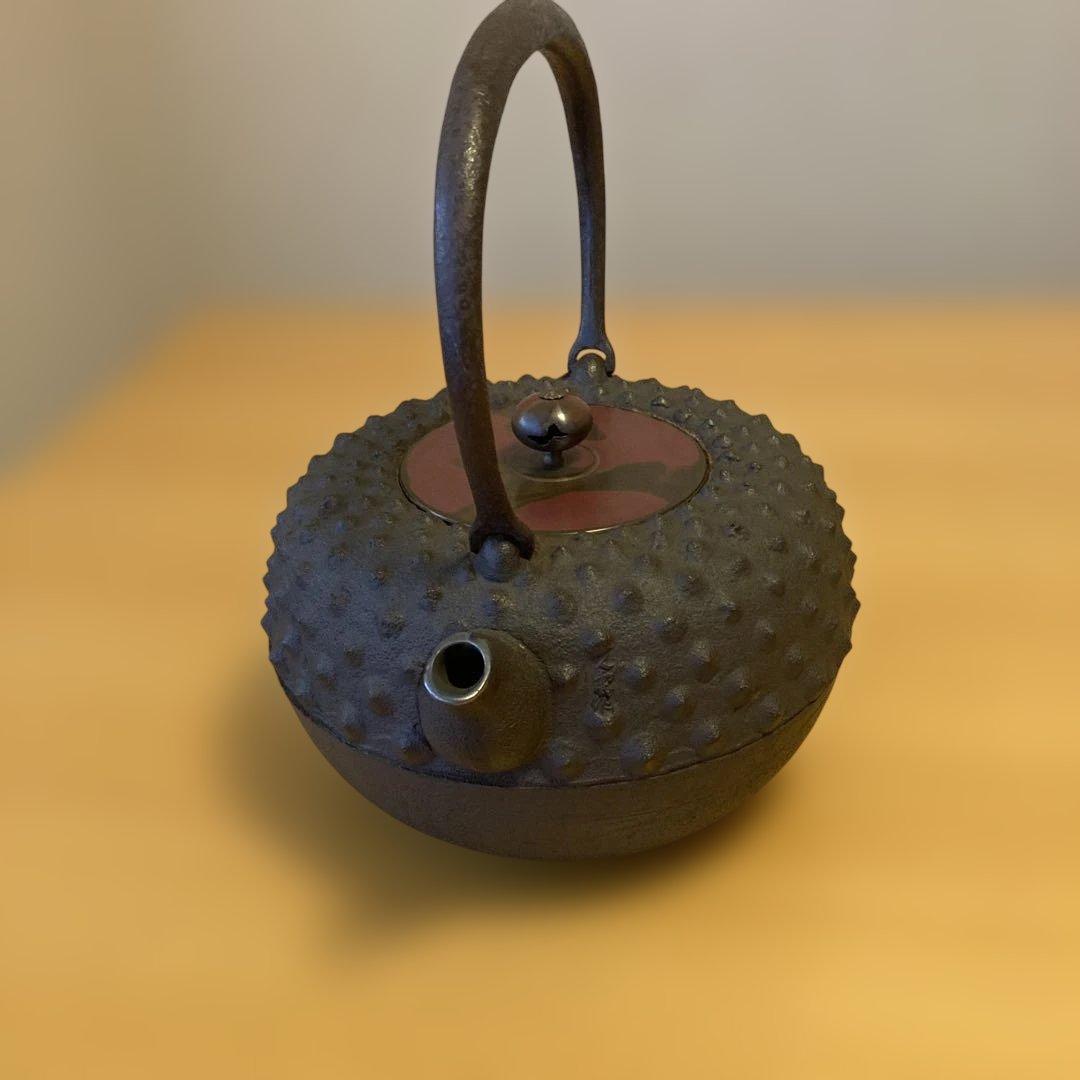 茶道具　龍文堂 あられ打　鉄瓶