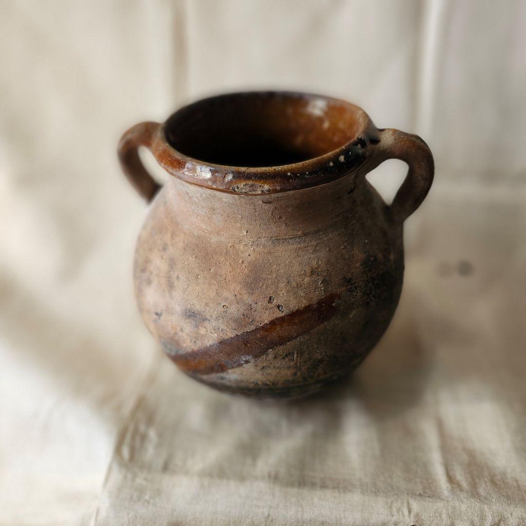 出土品 丸い土器壺 骨董 アンティーク 古道具