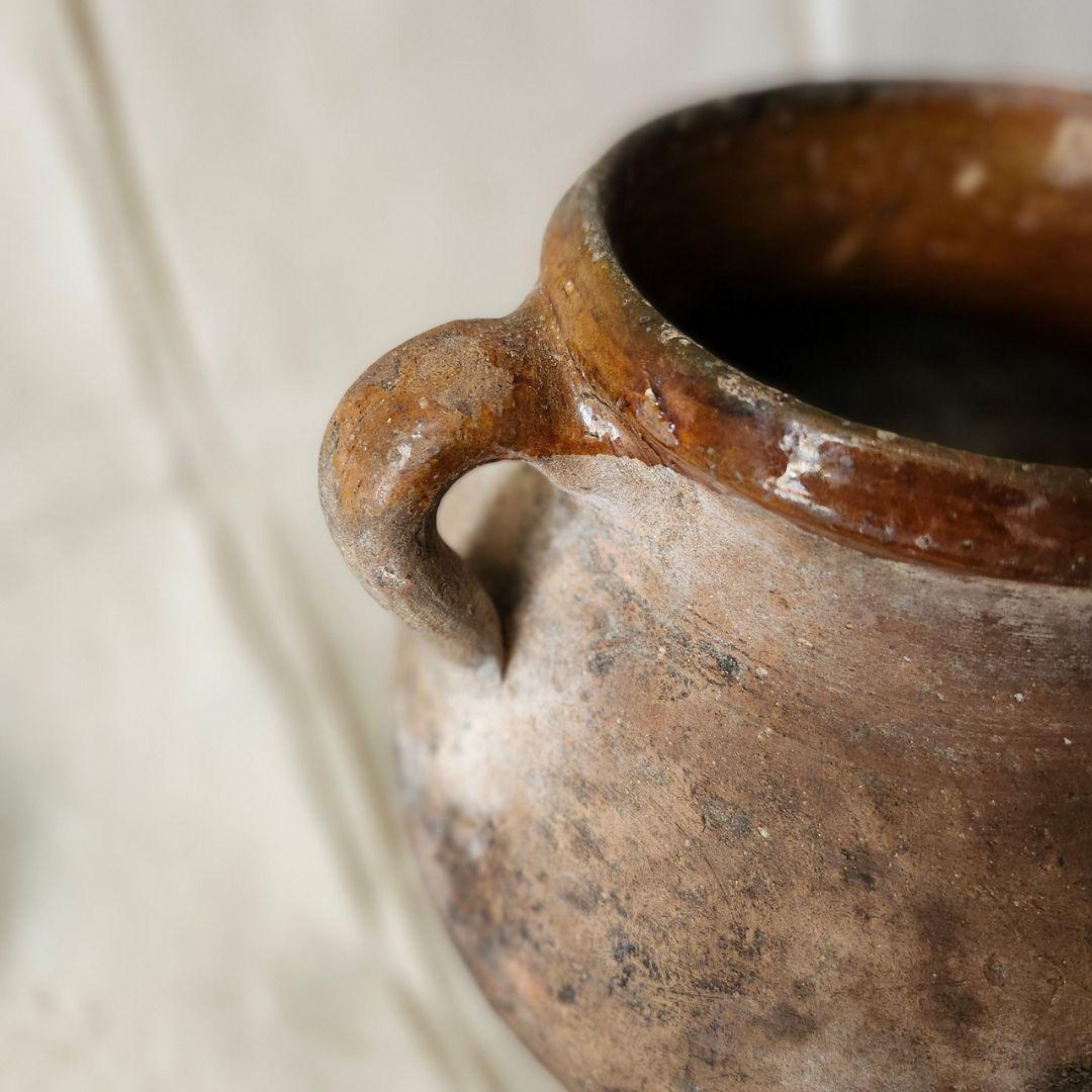 出土品 丸い土器壺 骨董 アンティーク 古道具