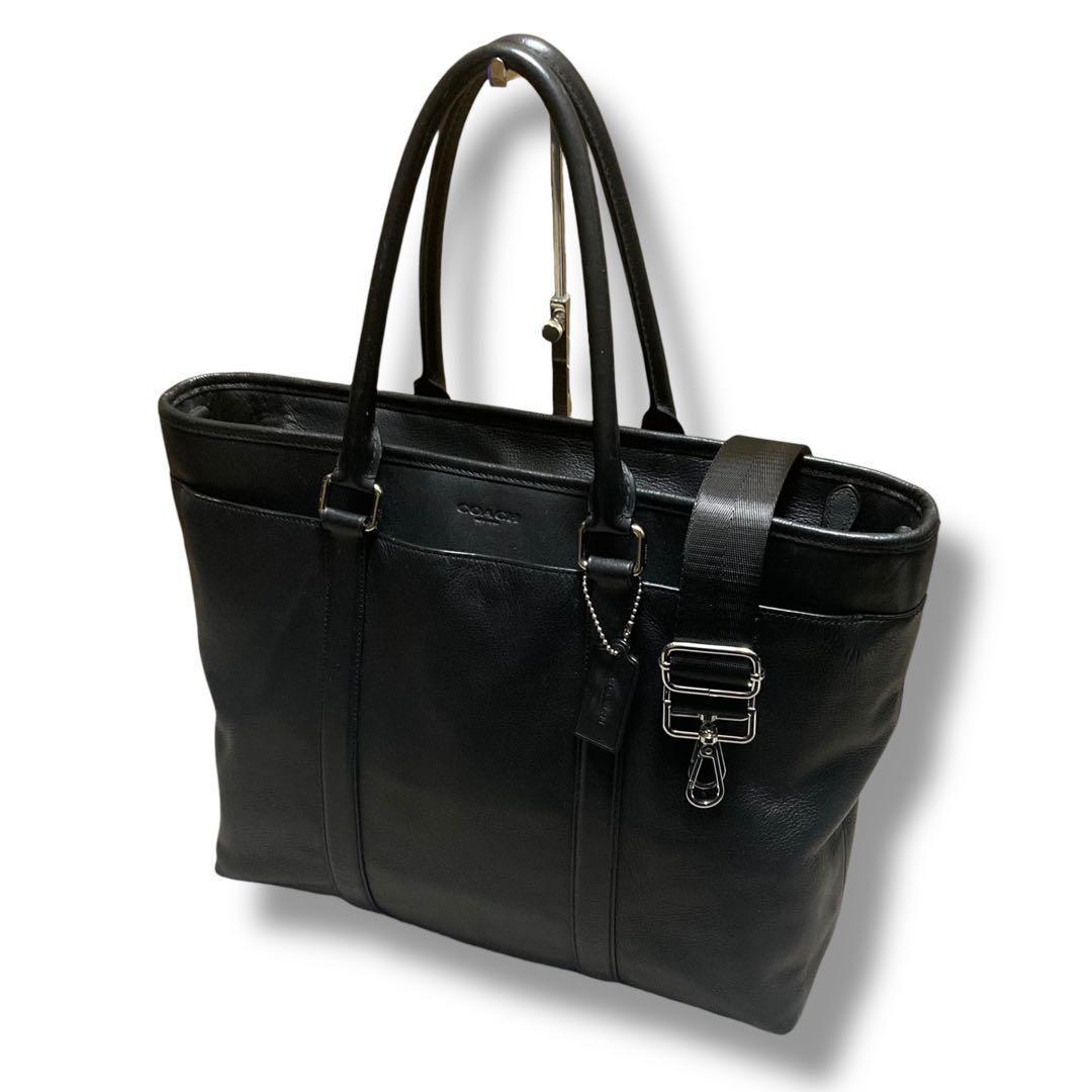 美品　コーチ　ビジネスバッグ　2way　メトロポリタン　A4収納可　レザー　黒