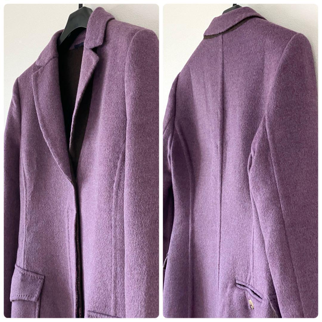 バランタイン BALLANTYNE ウールアンゴラ ロングコート 42 パープル