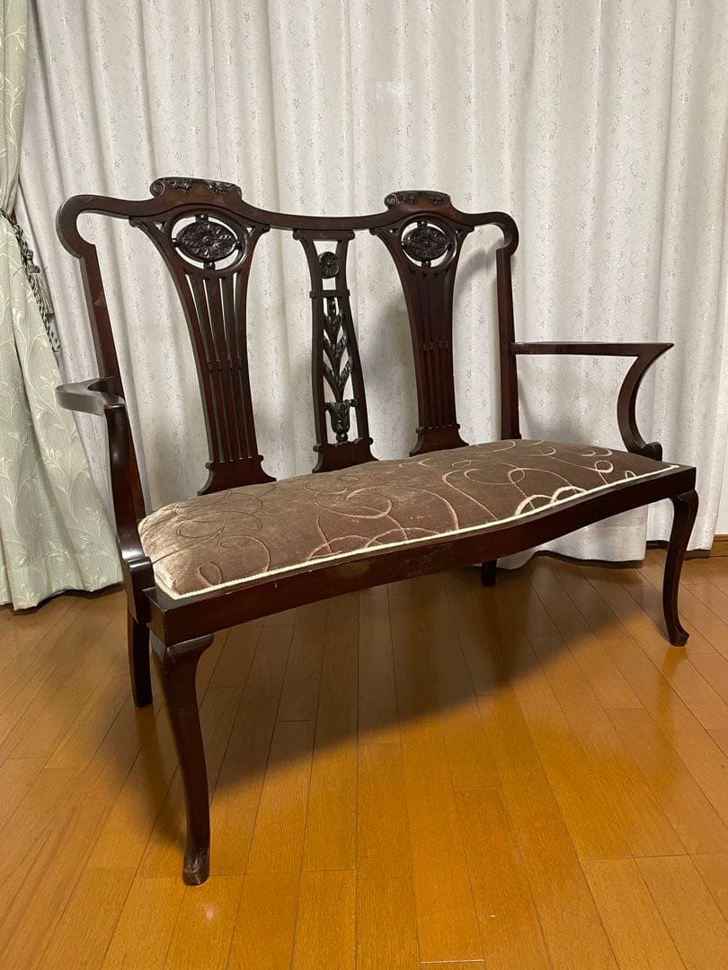 英国アンティーク マホガニー 2シーター ソファ　長椅子