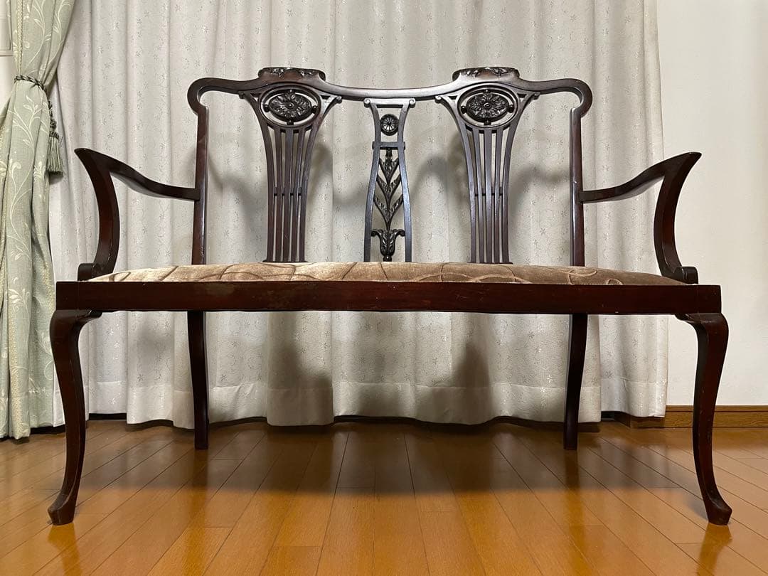 英国アンティーク マホガニー 2シーター ソファ　長椅子