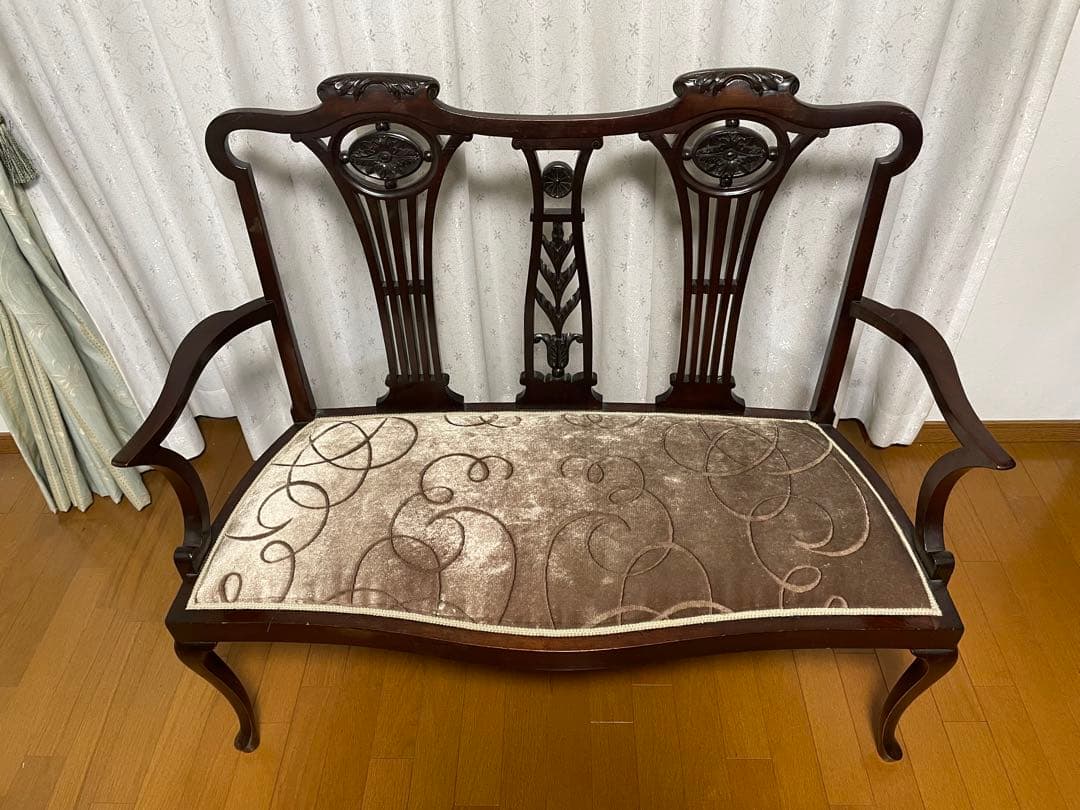 英国アンティーク マホガニー 2シーター ソファ　長椅子