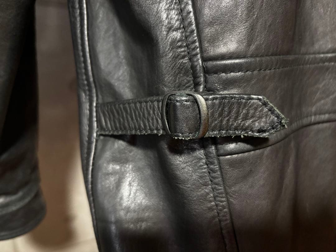 Schott ブラックレザー シングルライダースジャケット XL