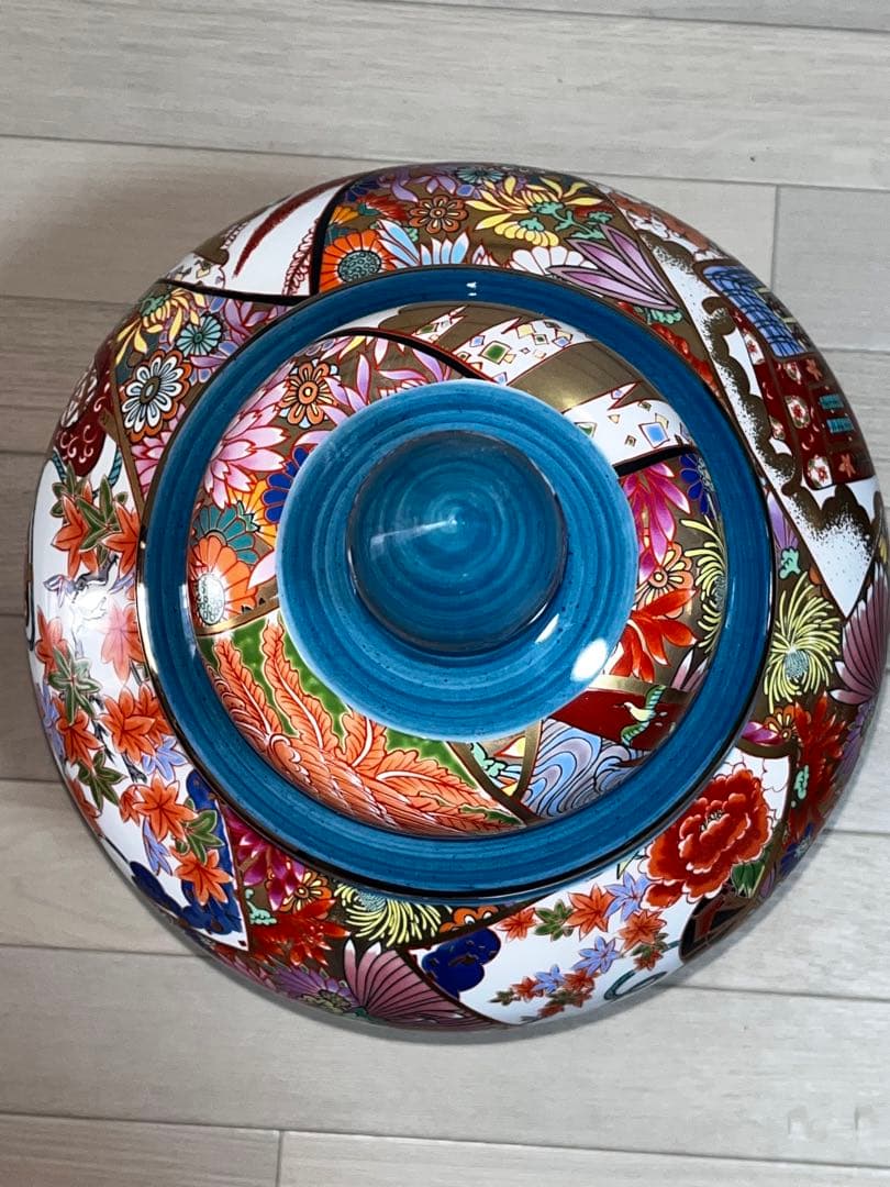 【圧倒的最安価格】有田焼 勝右衛門作 染錦 金彩色絵花鳥紋 飾壺 【再出品】